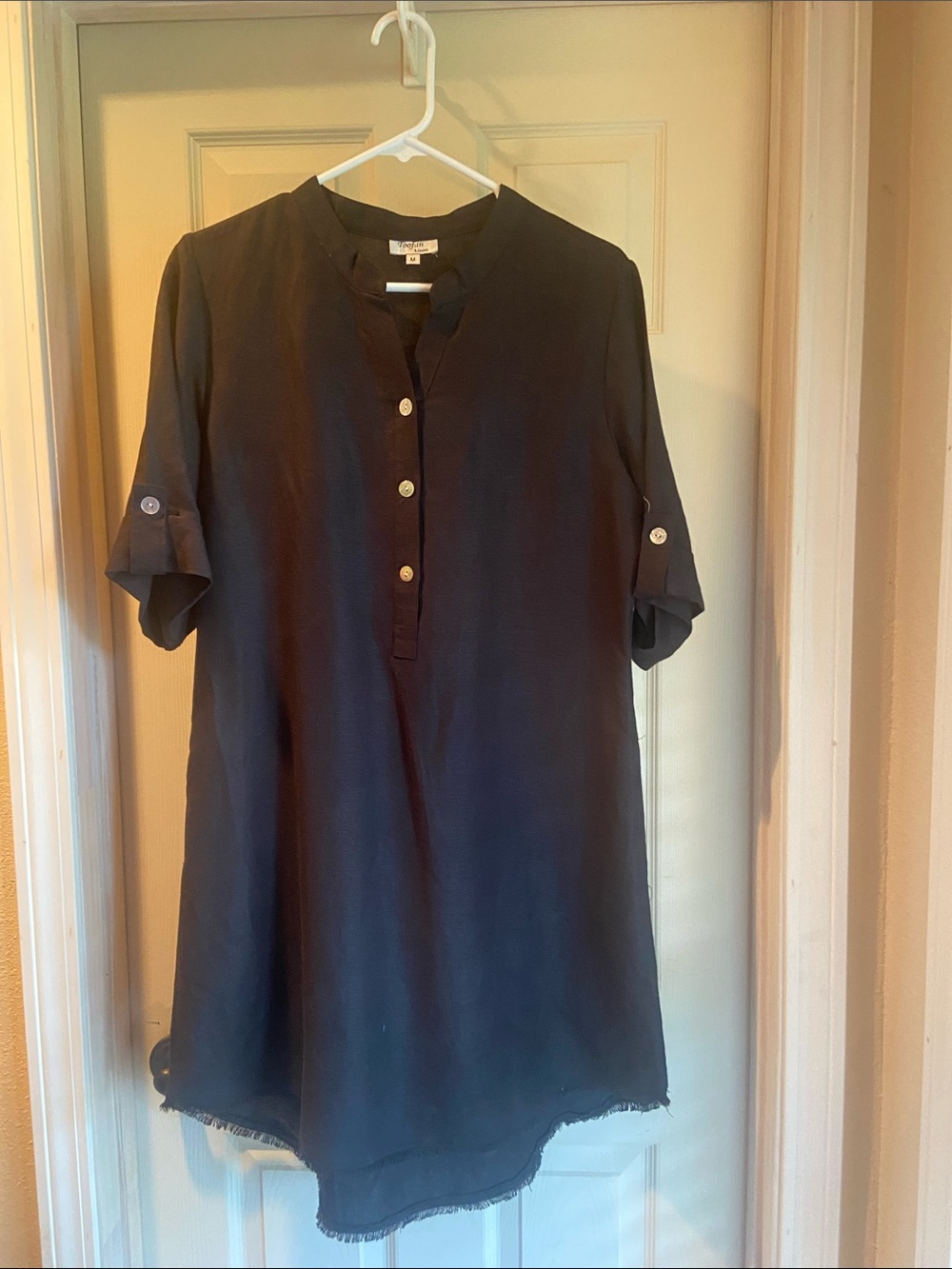 Everyday Black Button-Front Women’s Tunic Dress